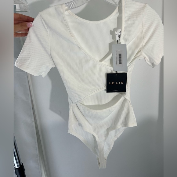 White Bodysuit Criss Cross Open Back - Picture 2 of 4